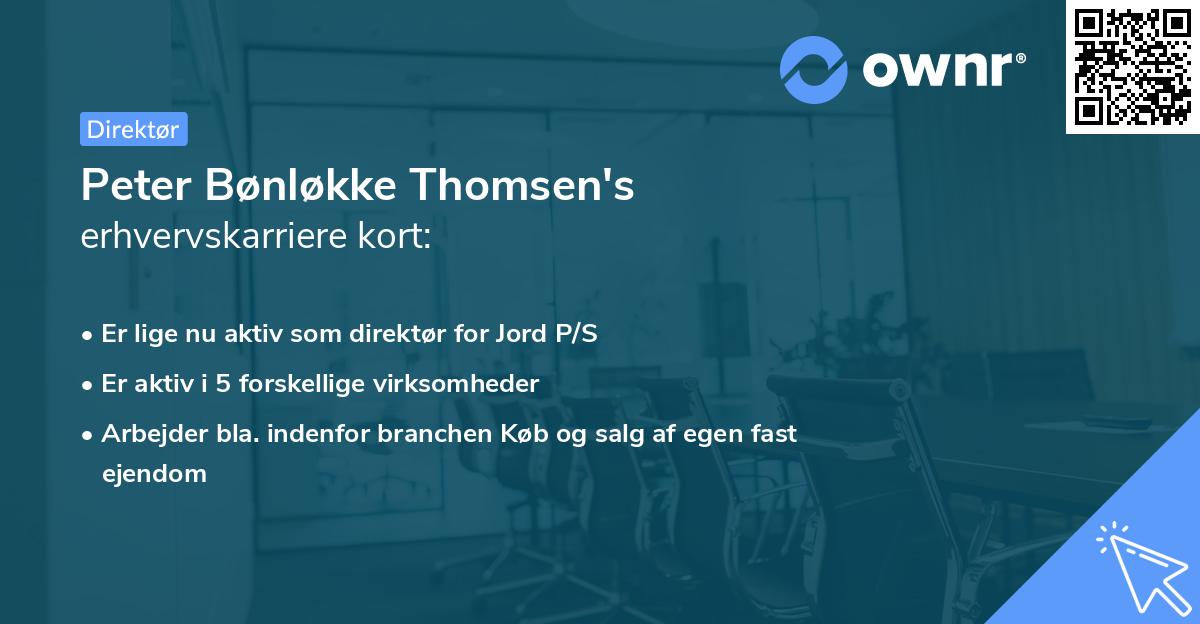 Peter Bønløkke Thomsen's erhvervskarriere kort