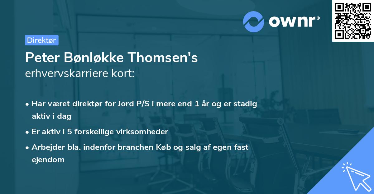 Peter Bønløkke Thomsen's erhvervskarriere kort