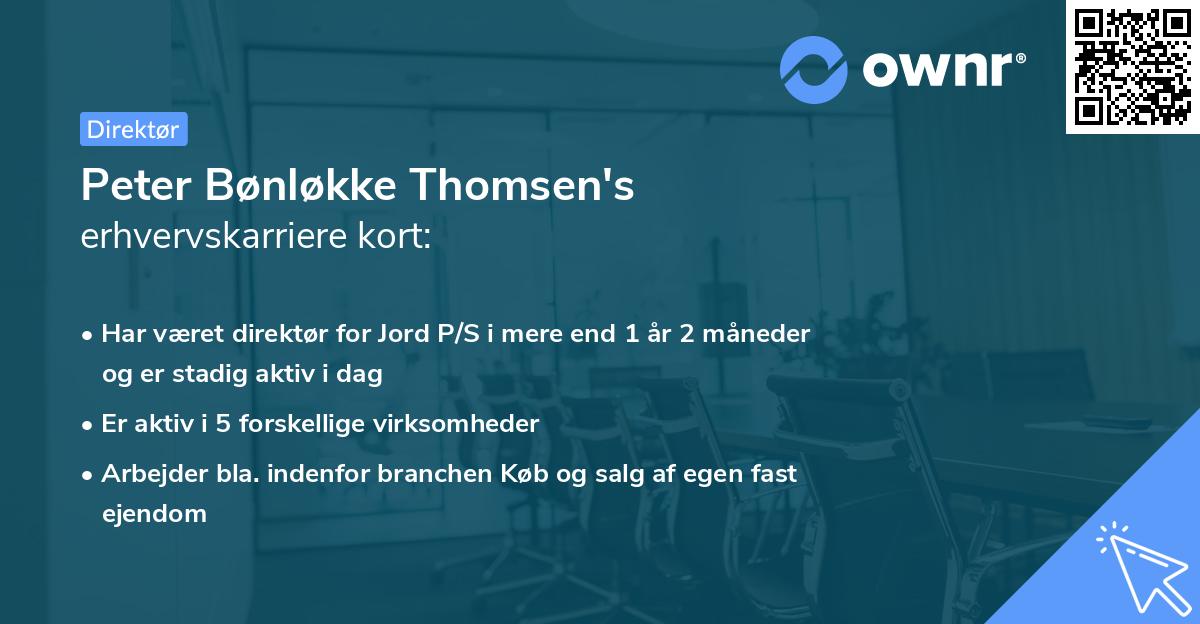 Peter Bønløkke Thomsen's erhvervskarriere kort