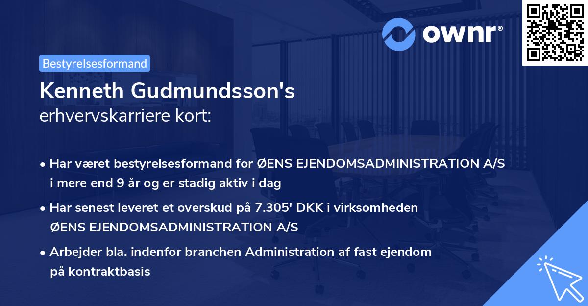 Kenneth Gudmundsson's erhvervskarriere kort