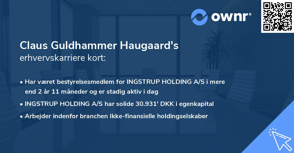 Claus Guldhammer Haugaard's erhvervskarriere kort