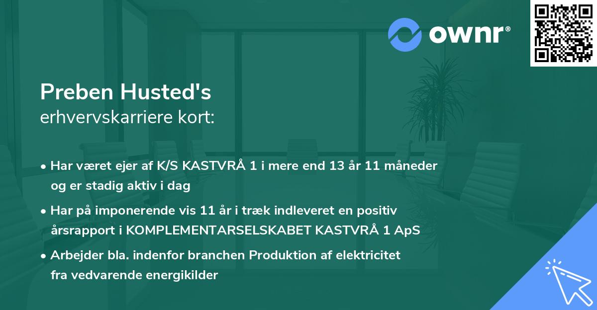 Preben Husted's erhvervskarriere kort