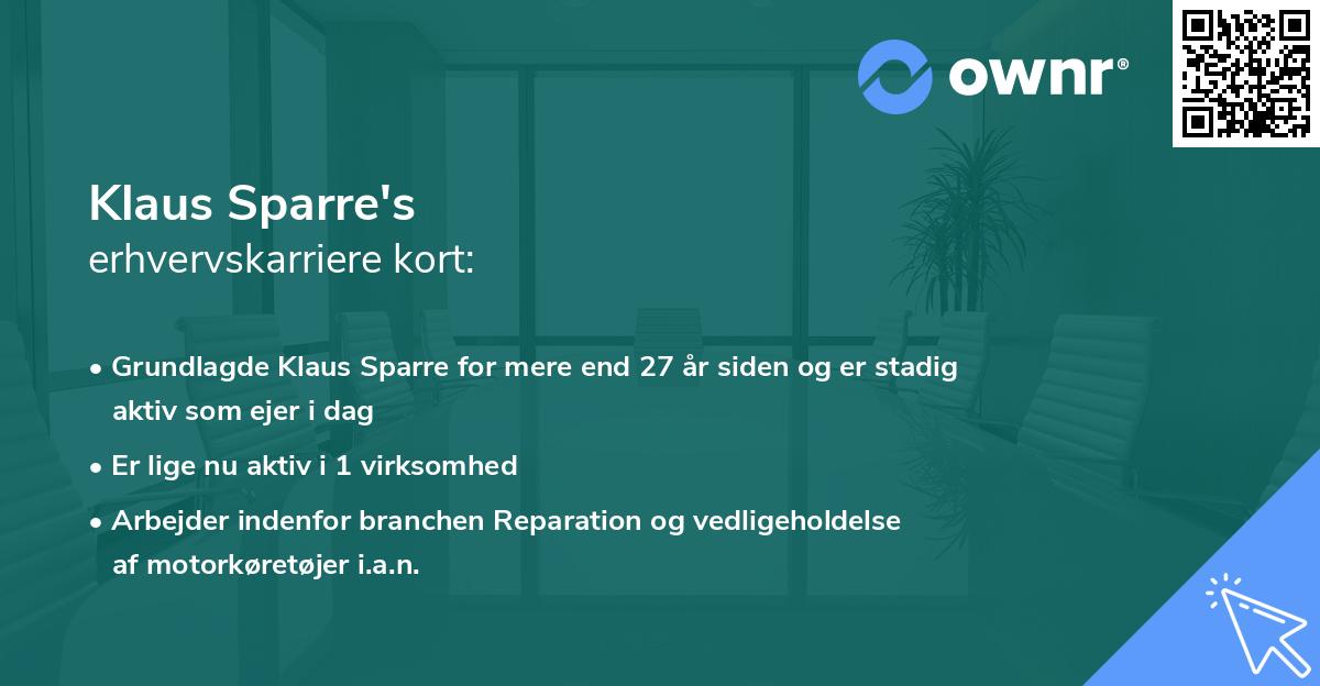 Klaus Sparre's erhvervskarriere kort