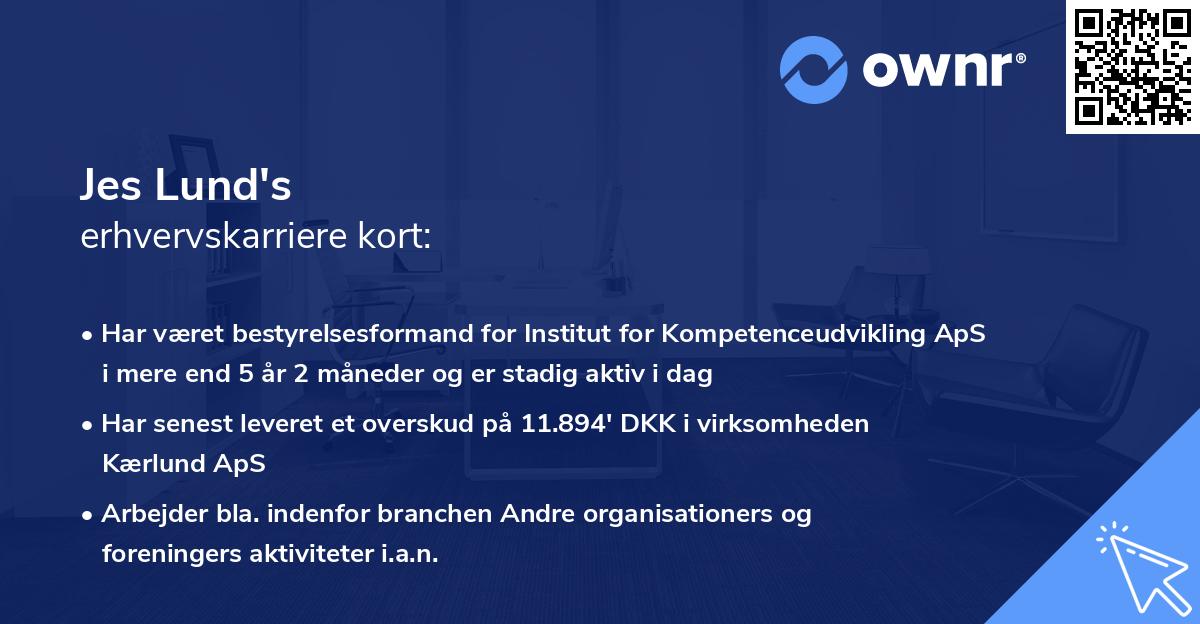 Jes Lund's erhvervskarriere kort