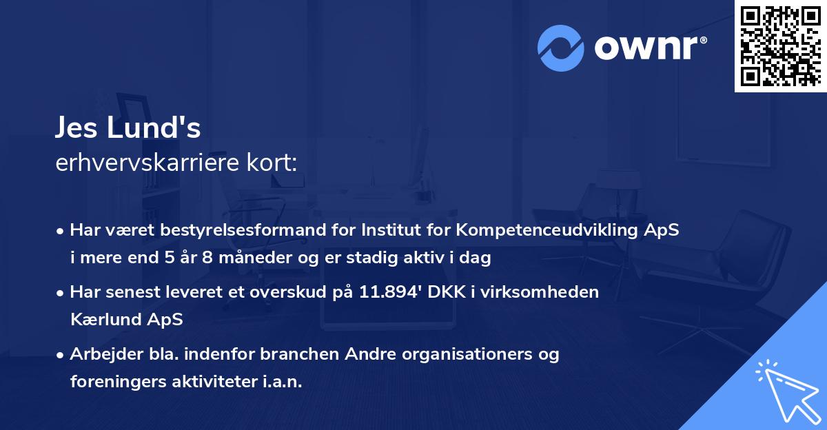 Jes Lund's erhvervskarriere kort