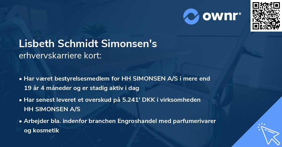 Lisbeth Schmidt Simonsen's erhvervskarriere kort