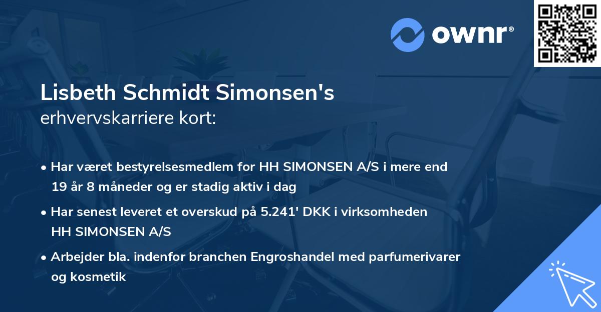 Lisbeth Schmidt Simonsen's erhvervskarriere kort