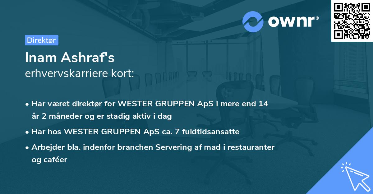 Inam Ashraf's erhvervskarriere kort