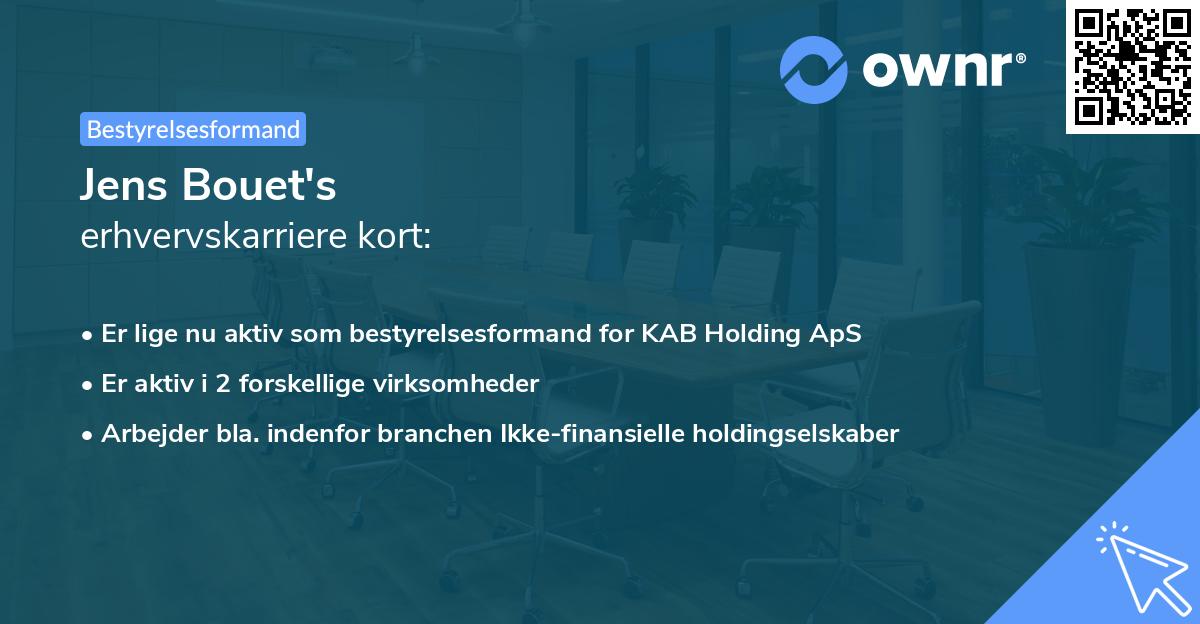 Jens Bouet's erhvervskarriere kort