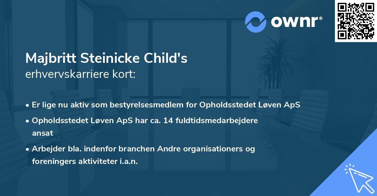Majbritt Steinicke Child's erhvervskarriere kort
