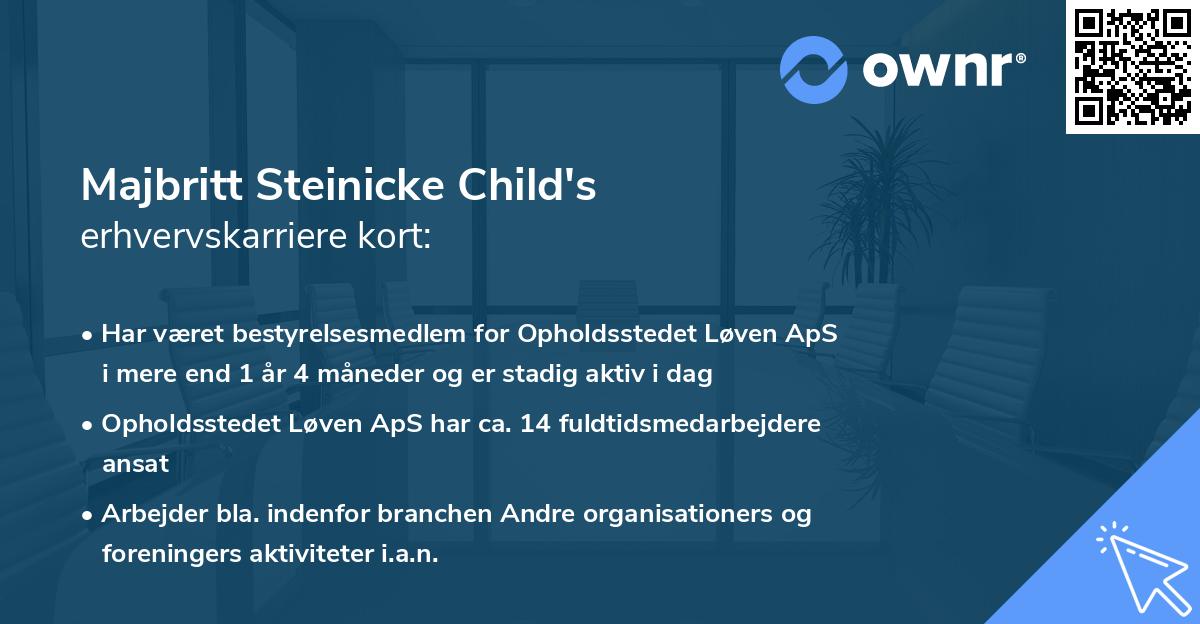 Majbritt Steinicke Child's erhvervskarriere kort