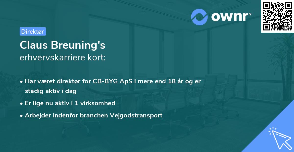 Claus Breuning's erhvervskarriere kort