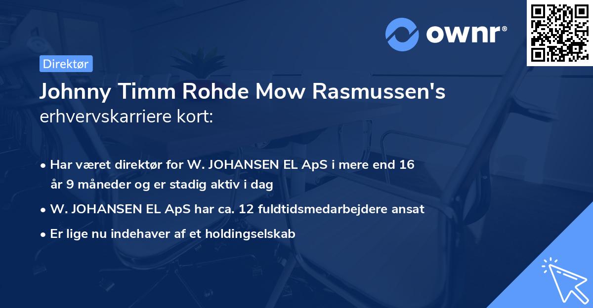 Johnny Timm Rohde Mow Rasmussen's erhvervskarriere kort