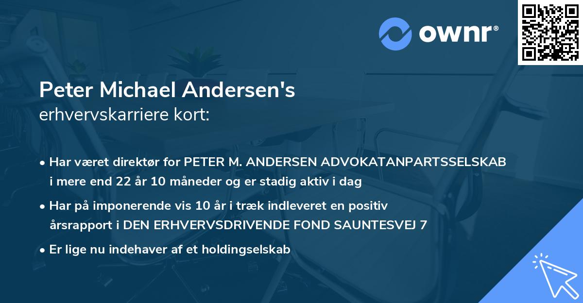 Peter Michael Andersen's erhvervskarriere kort