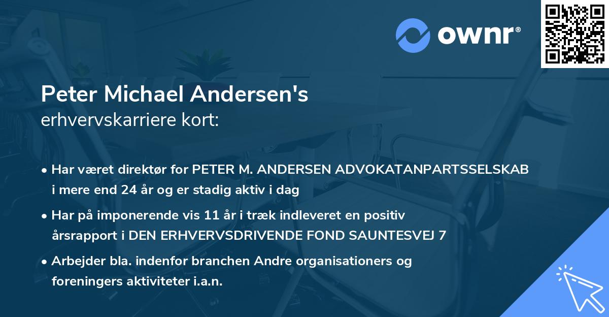 Peter Michael Andersen's erhvervskarriere kort