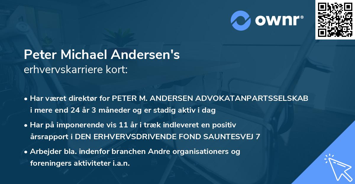 Peter Michael Andersen's erhvervskarriere kort