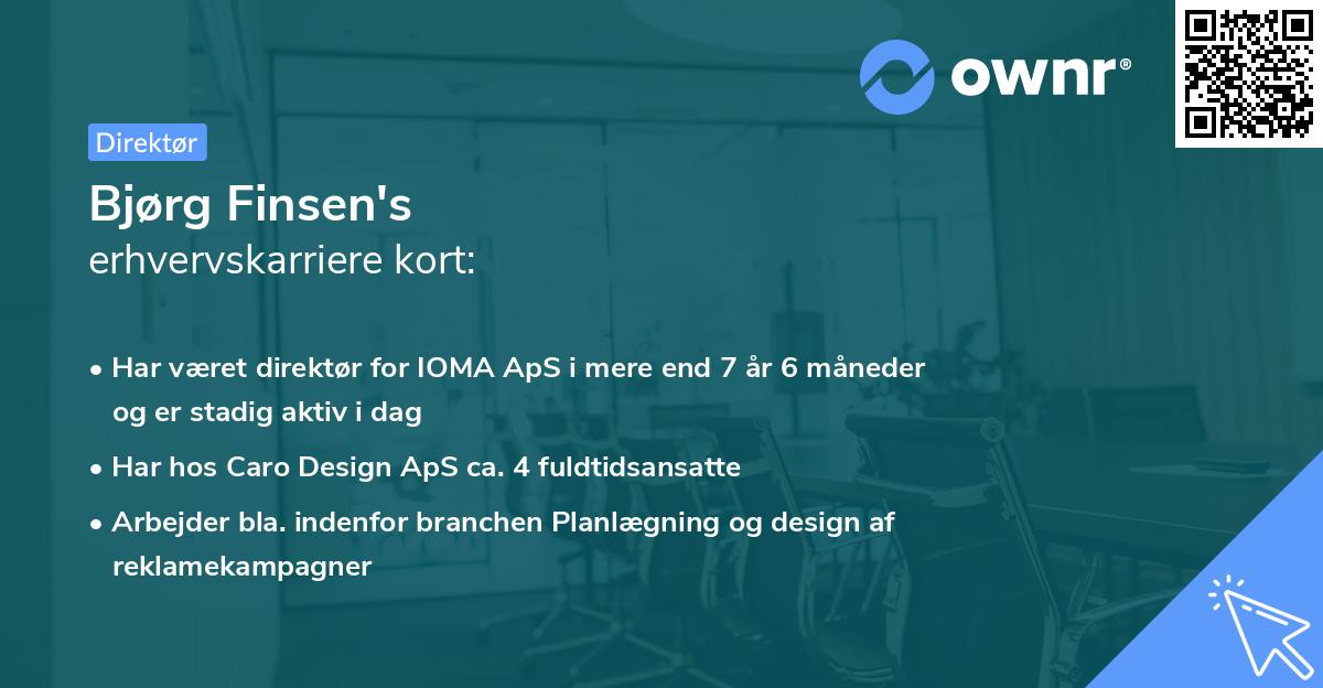 Bjørg Finsen's erhvervskarriere kort