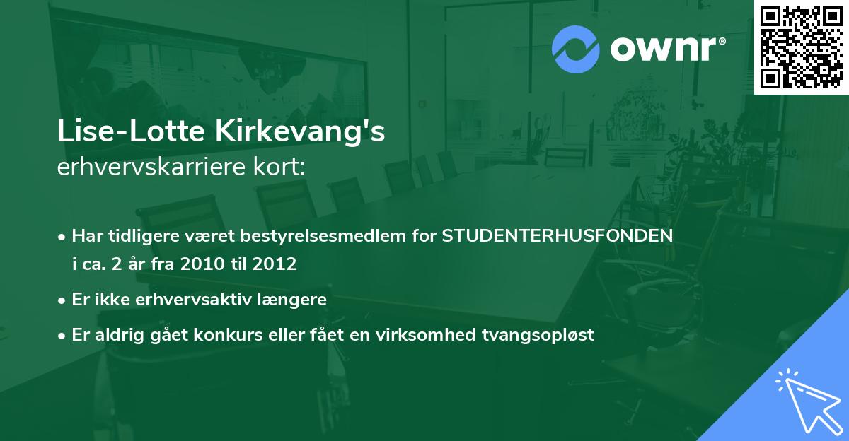 Lise-Lotte Kirkevang's erhvervskarriere kort