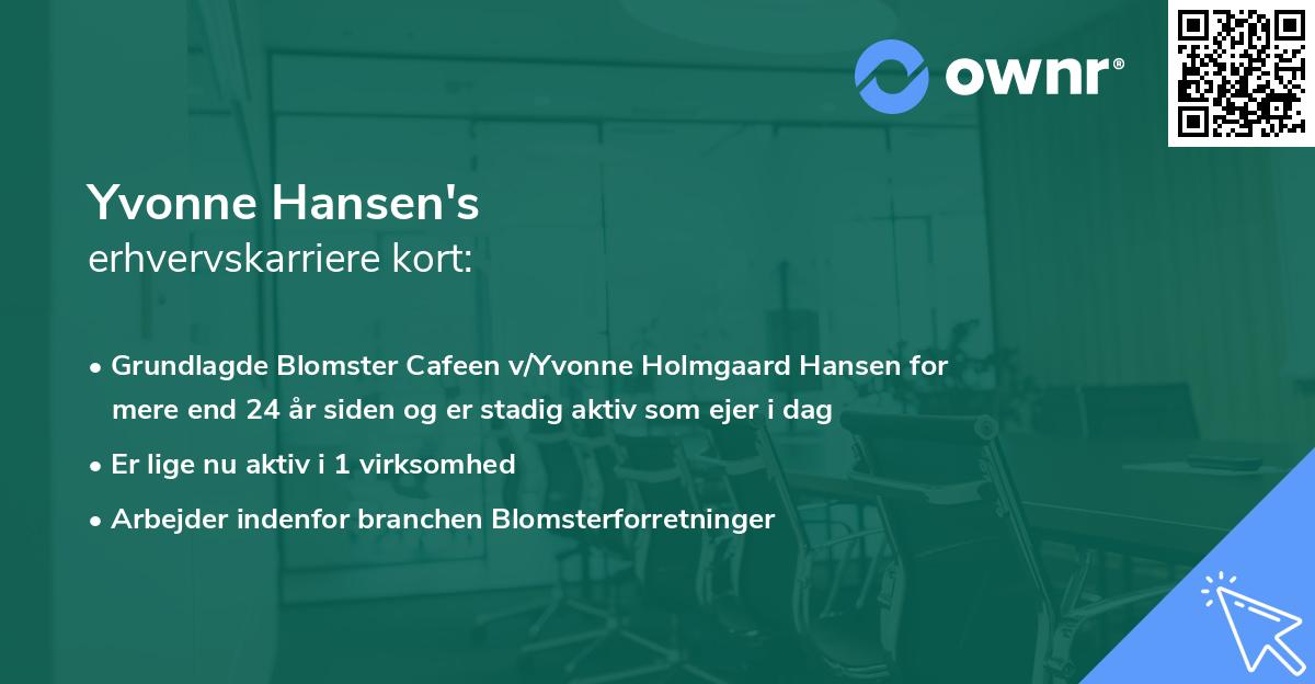 Yvonne Hansen's erhvervskarriere kort