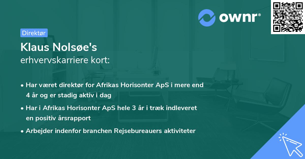 Klaus Nolsøe's erhvervskarriere kort
