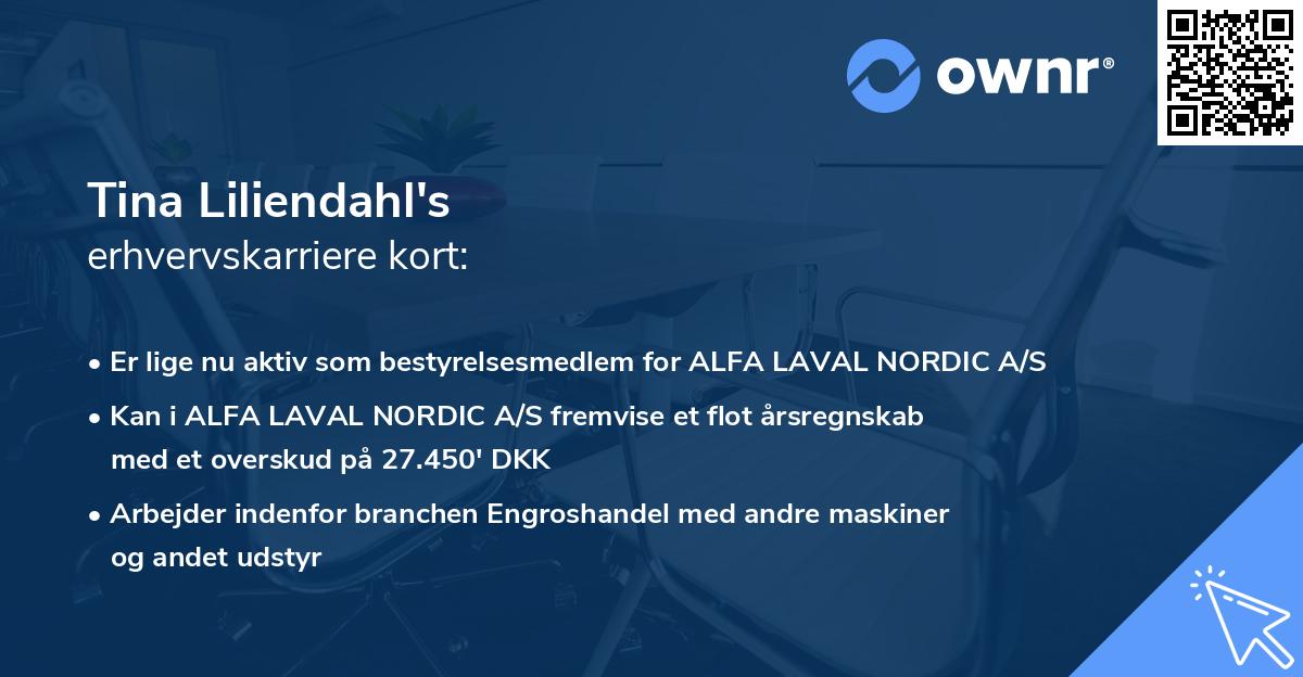 Tina Liliendahl's erhvervskarriere kort