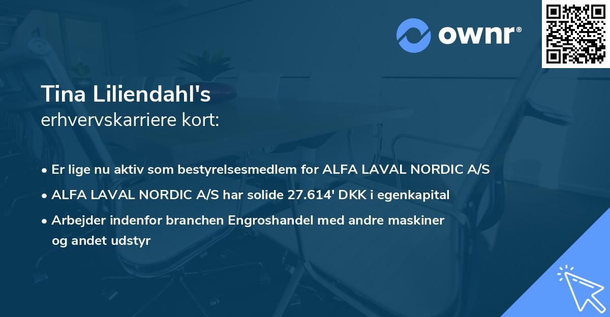 Tina Liliendahl's erhvervskarriere kort