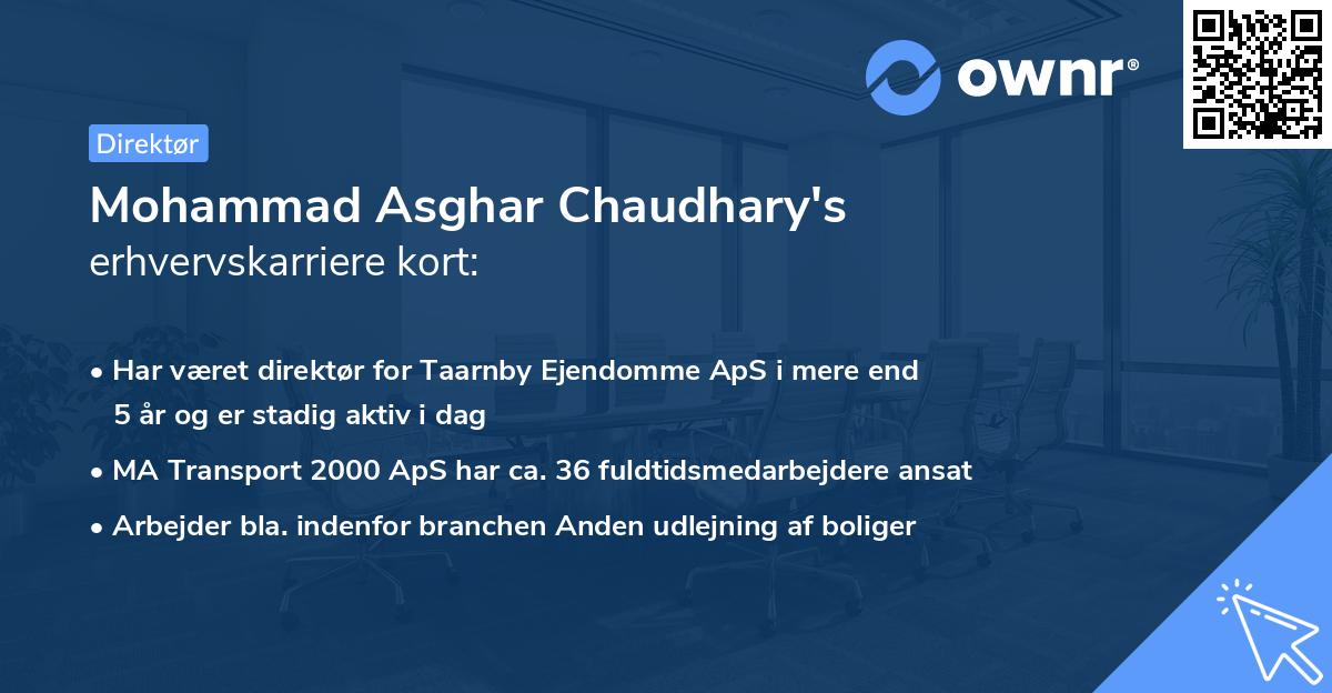 Mohammad Asghar Chaudhary's erhvervskarriere kort