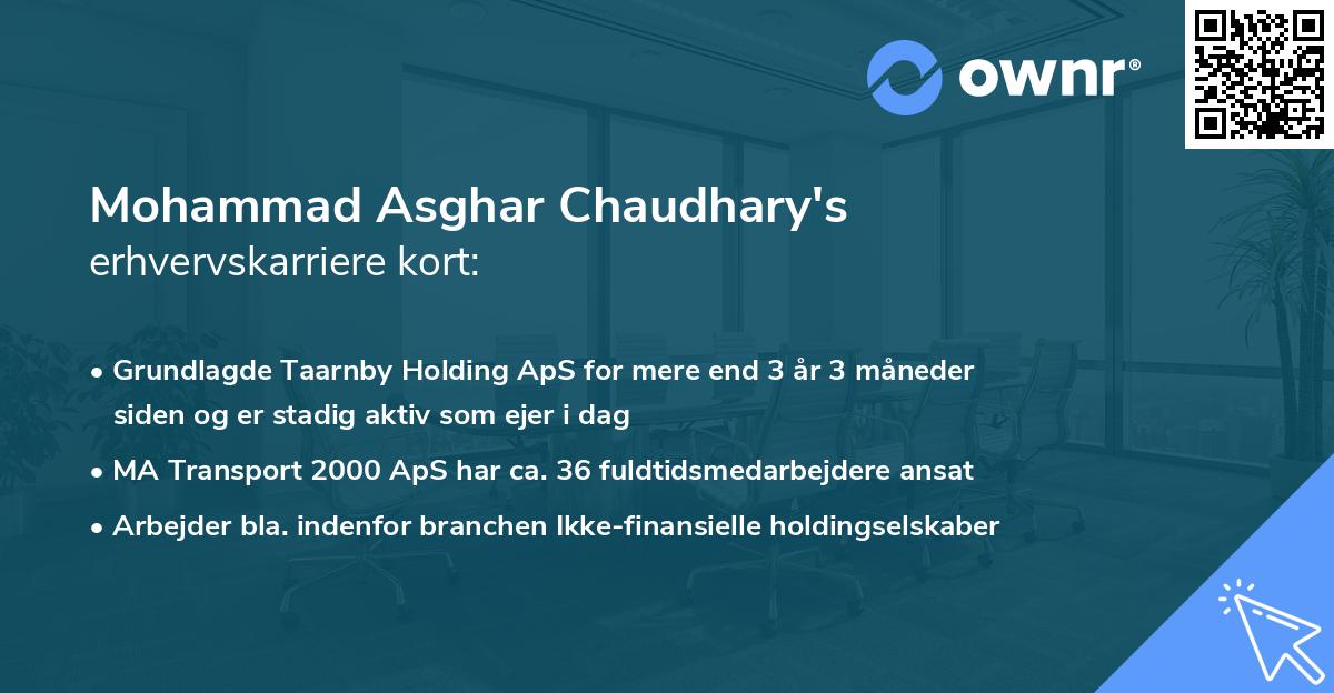 Mohammad Asghar Chaudhary's erhvervskarriere kort