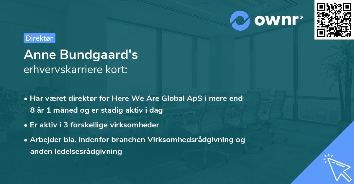Anne Bundgaard's erhvervskarriere kort