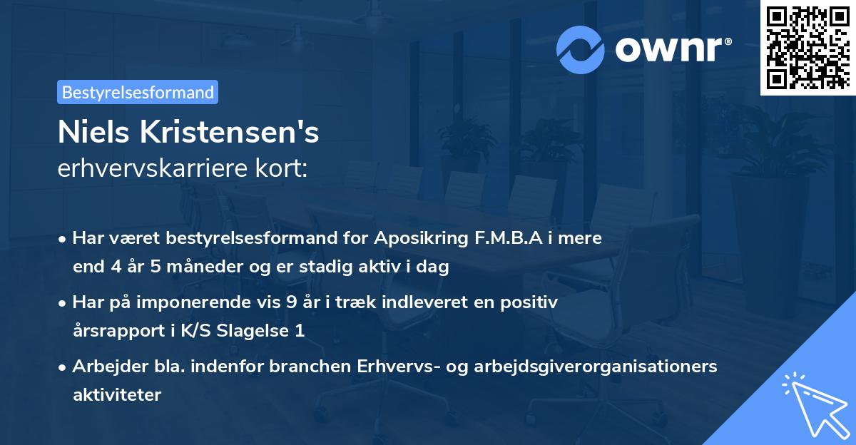 Niels Kristensen's erhvervskarriere kort