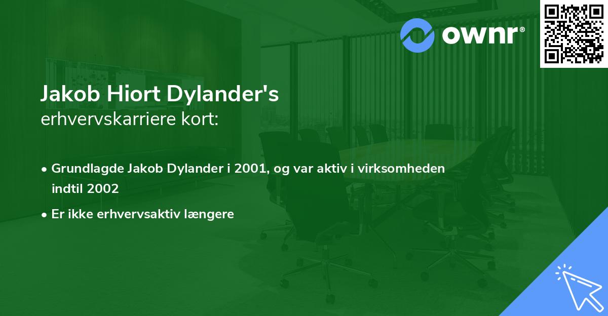 Jakob Hiort Dylander's erhvervskarriere kort