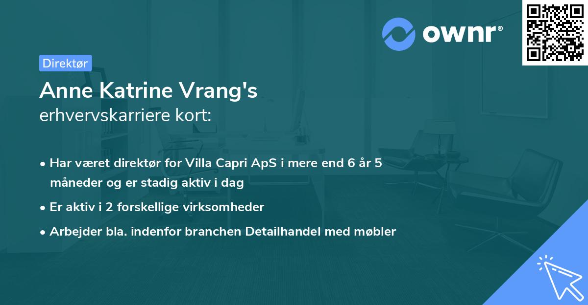 Anne Katrine Vrang's erhvervskarriere kort