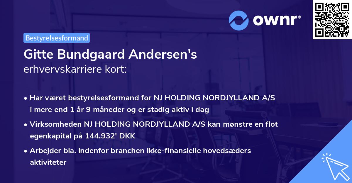 Gitte Bundgaard Andersen's erhvervskarriere kort