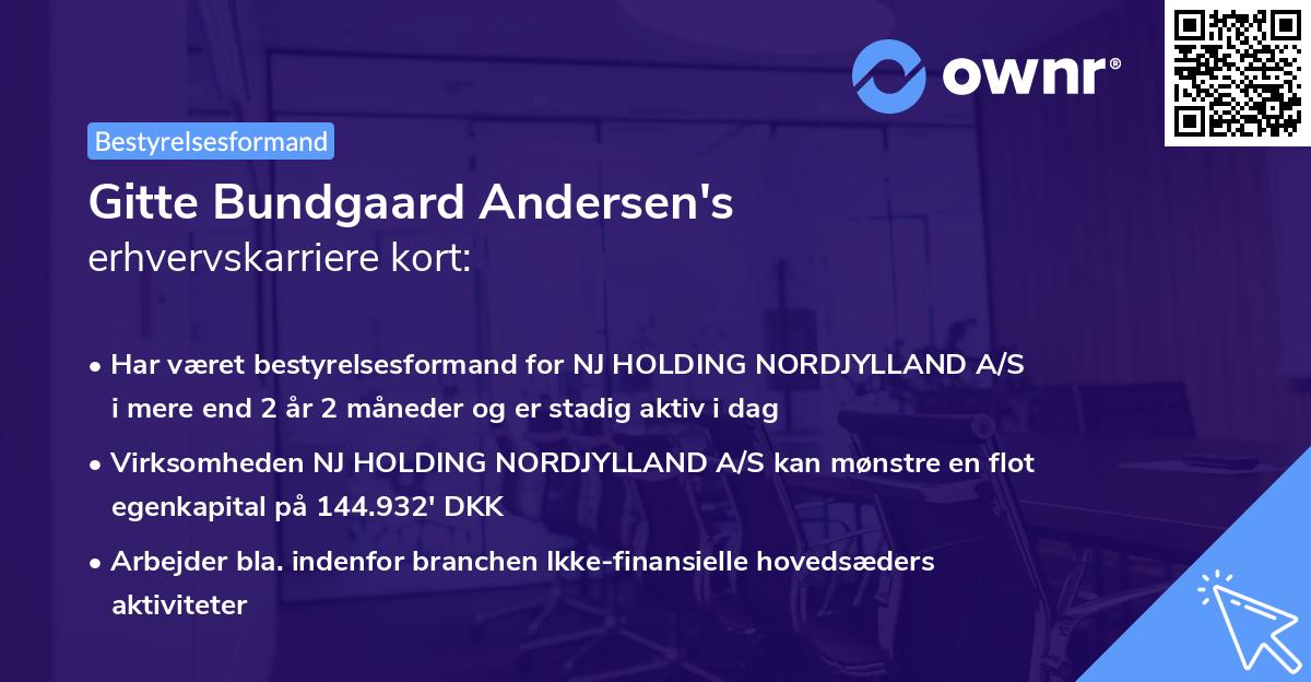 Gitte Bundgaard Andersen's erhvervskarriere kort
