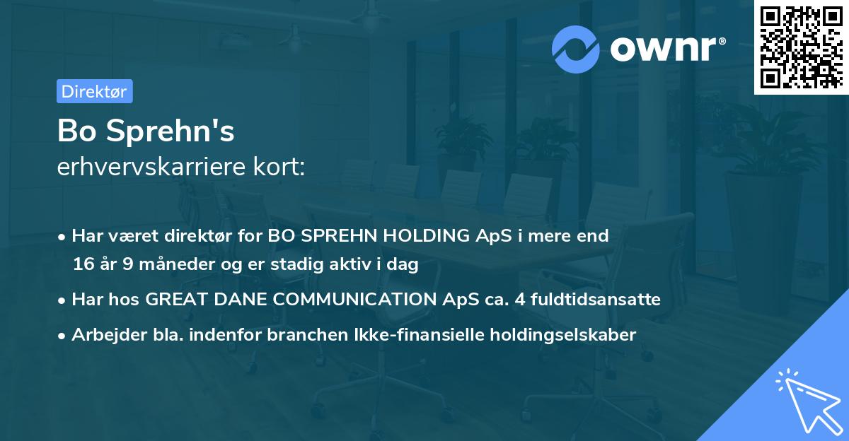 Bo Sprehn's erhvervskarriere kort