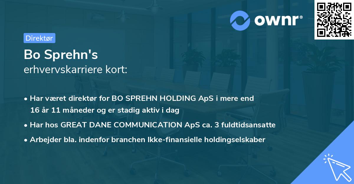 Bo Sprehn's erhvervskarriere kort