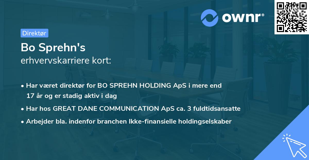 Bo Sprehn's erhvervskarriere kort