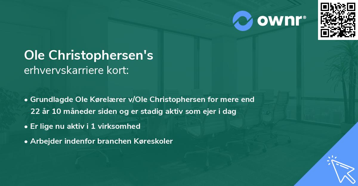 Ole Christophersen's erhvervskarriere kort