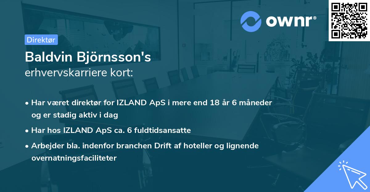Baldvin Björnsson's erhvervskarriere kort