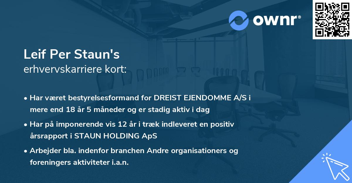 Leif Per Staun's erhvervskarriere kort