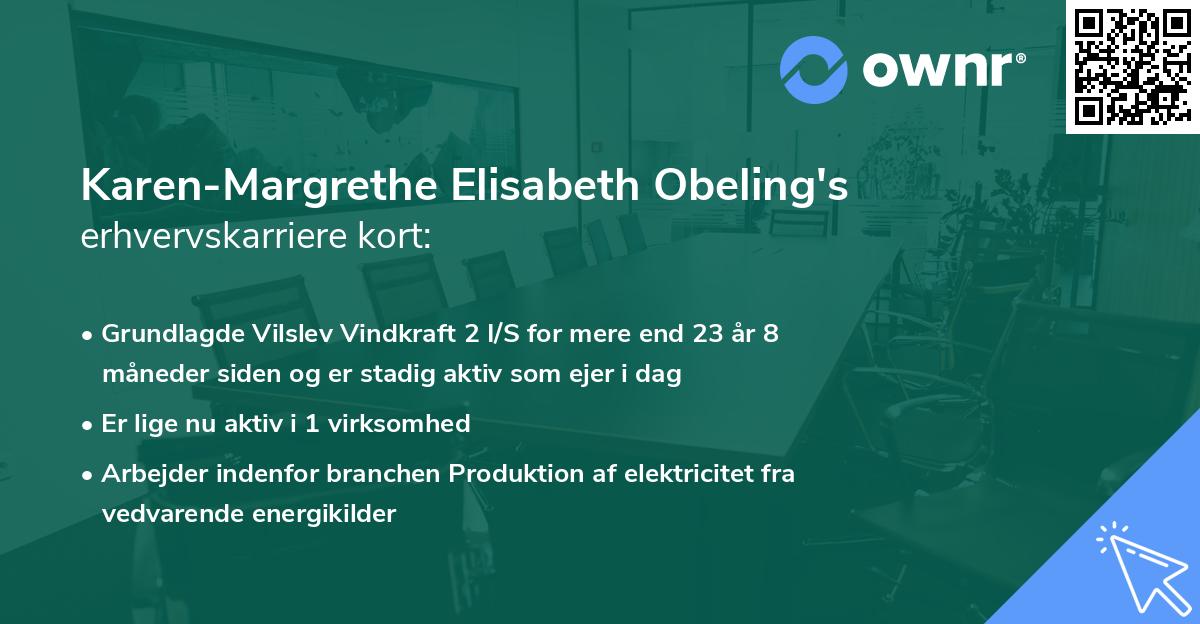 Karen-Margrethe Elisabeth Obeling's erhvervskarriere kort