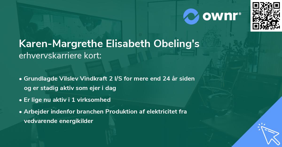 Karen-Margrethe Elisabeth Obeling's erhvervskarriere kort