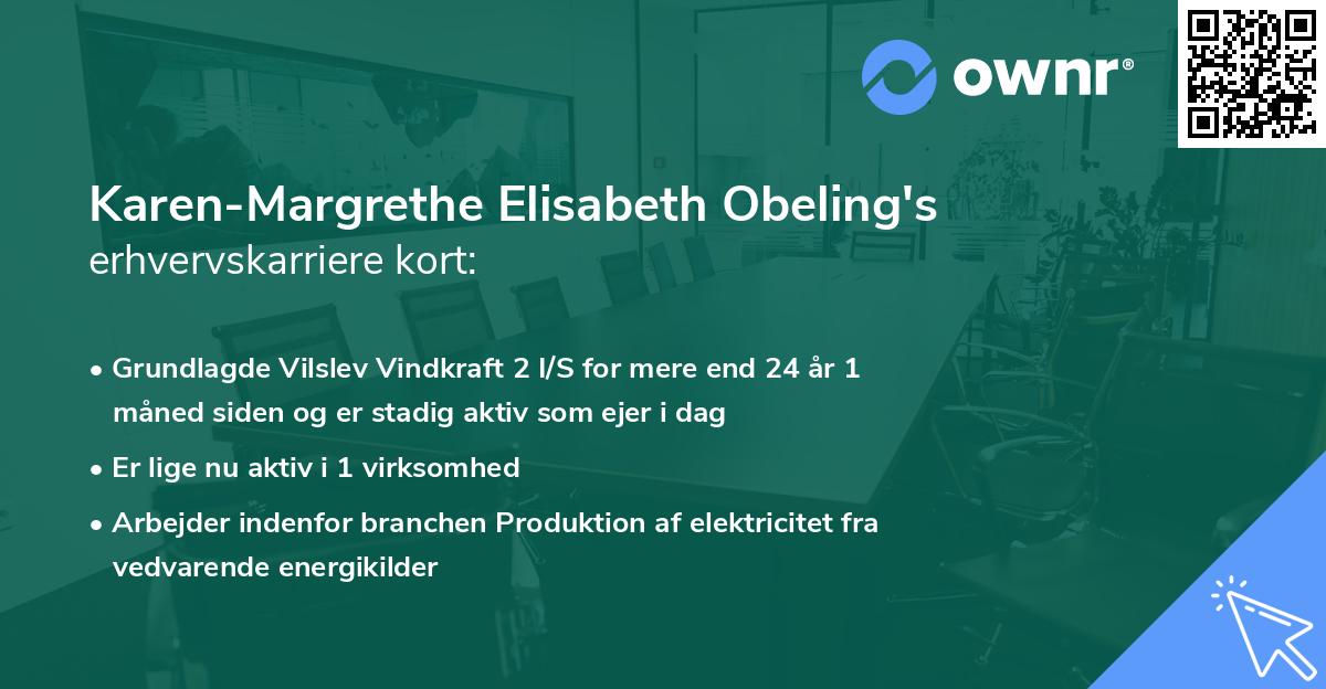 Karen-Margrethe Elisabeth Obeling's erhvervskarriere kort