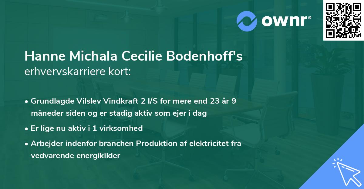 Hanne Michala Cecilie Bodenhoff's erhvervskarriere kort
