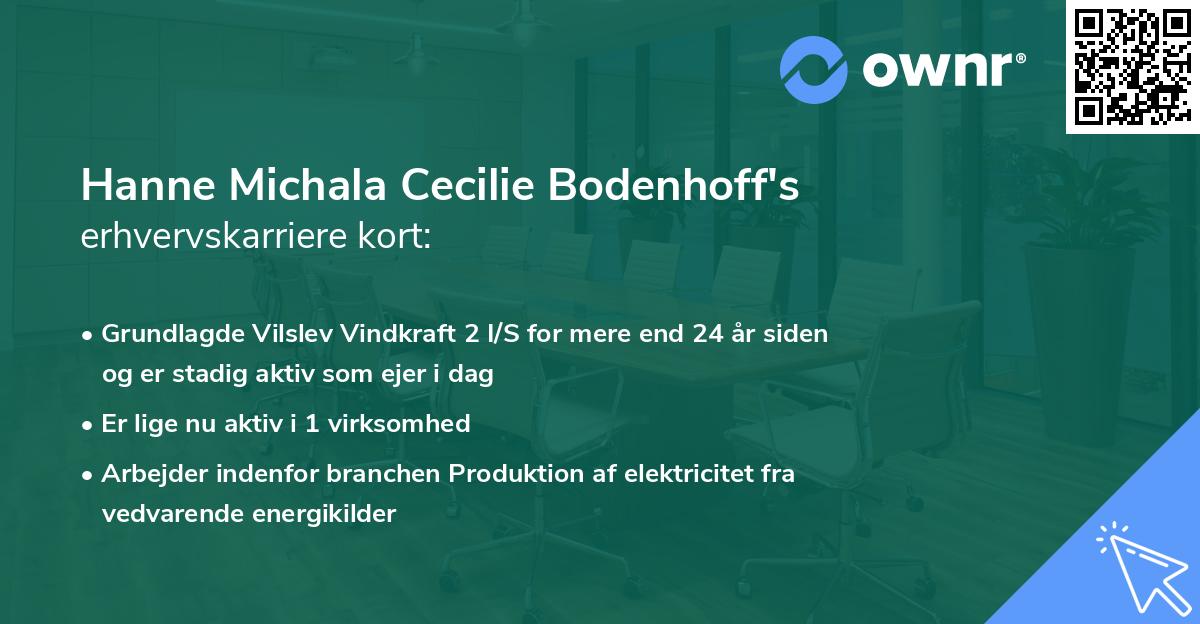 Hanne Michala Cecilie Bodenhoff's erhvervskarriere kort