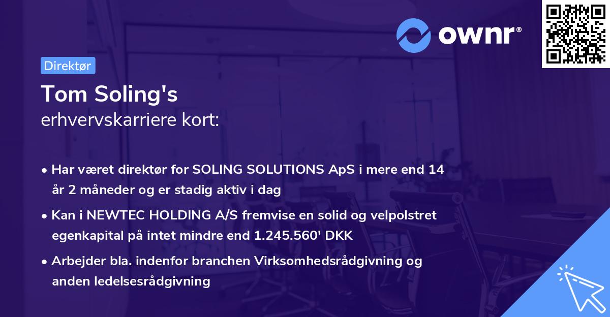 Tom Soling's erhvervskarriere kort