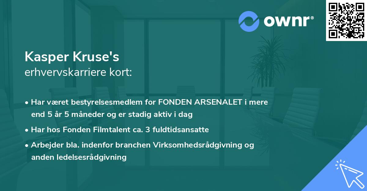 Kasper Kruse's erhvervskarriere kort