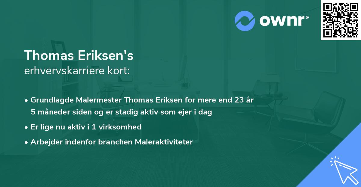 Thomas Eriksen's erhvervskarriere kort