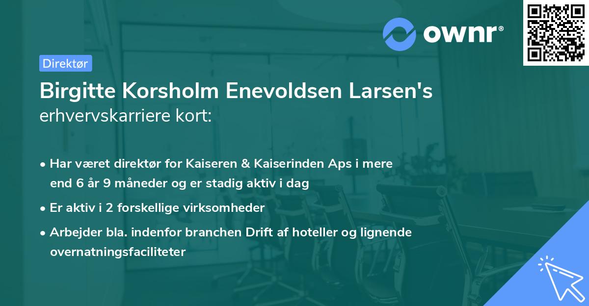 Birgitte Korsholm Enevoldsen Larsen's erhvervskarriere kort