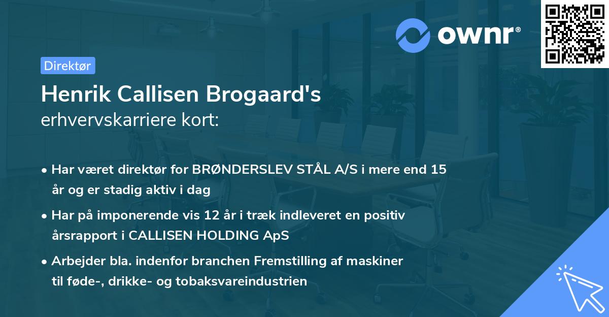 Henrik Callisen Brogaard's erhvervskarriere kort